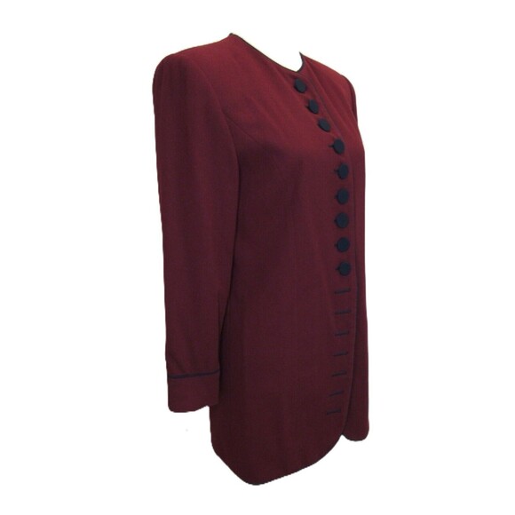 Burgundy Blazer Navy Buttons Womens 8 En Avance Haute De Gamme VTG Shoulder Pads - Picture 5 of 12